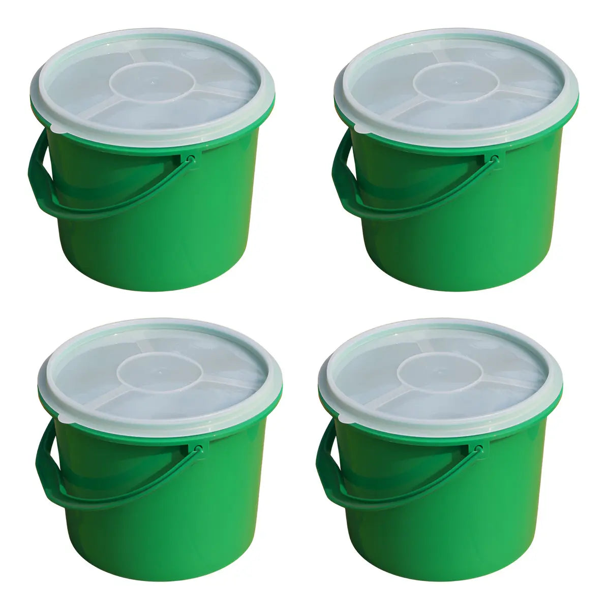 4 Cubetas Bote Lechero Con Tapa 5 Litros Plastico Cocina Color Verde