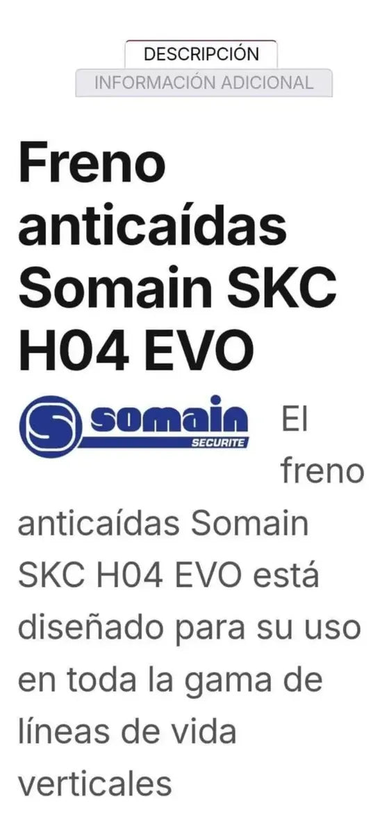 Dispositivo Freno Anticaidas Somain 8mm Para Verticales