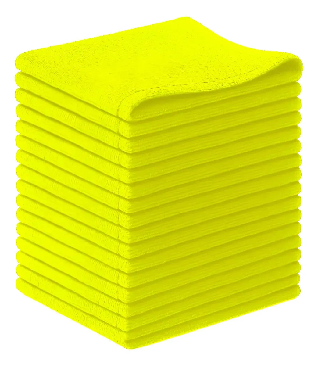 Paño De Limpieza De Microfibra Paquete Con 16 Pzas 40x40 Cms Color Amarillo