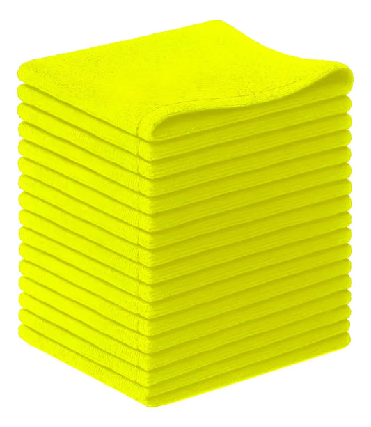 Paño De Limpieza De Microfibra Paquete Con 16 Pzas 40x40 Cms Color Amarillo