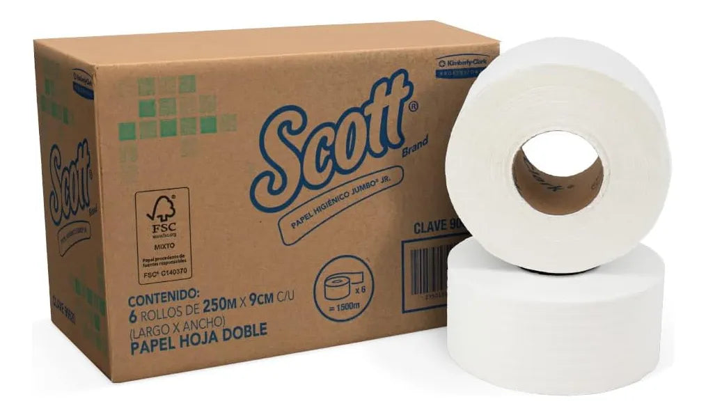 Papel Higiénico Jumbo Jr Scott 6 Rollos De 250m X Caja 90620