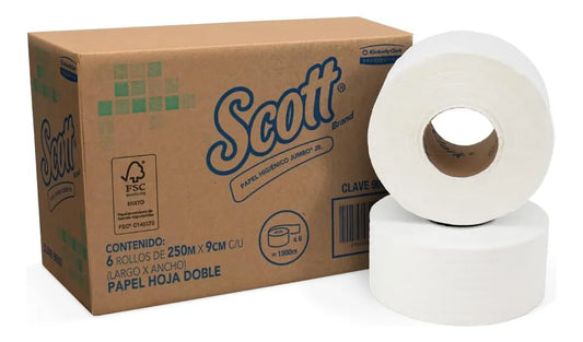 Papel Higiénico Jumbo Jr Scott 6 Rollos De 250m X Caja 90620
