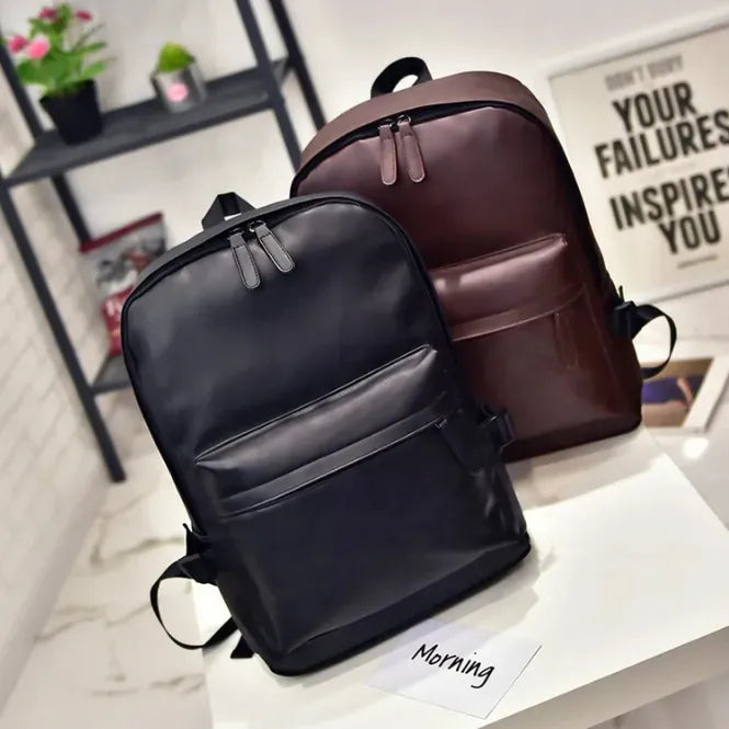Mochila Para Laptop 15 Pulgadas Mochilas Para Mujer Hombres Impermeable Cuero Pu Retro Moda Casual Bolso De Viaje Escuel