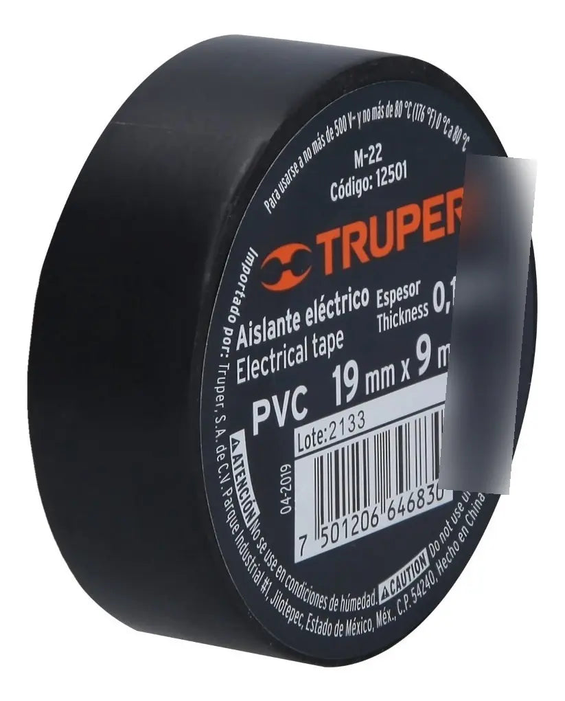 Cinta De Aislar #22 9 Metros Negra Truper 12501