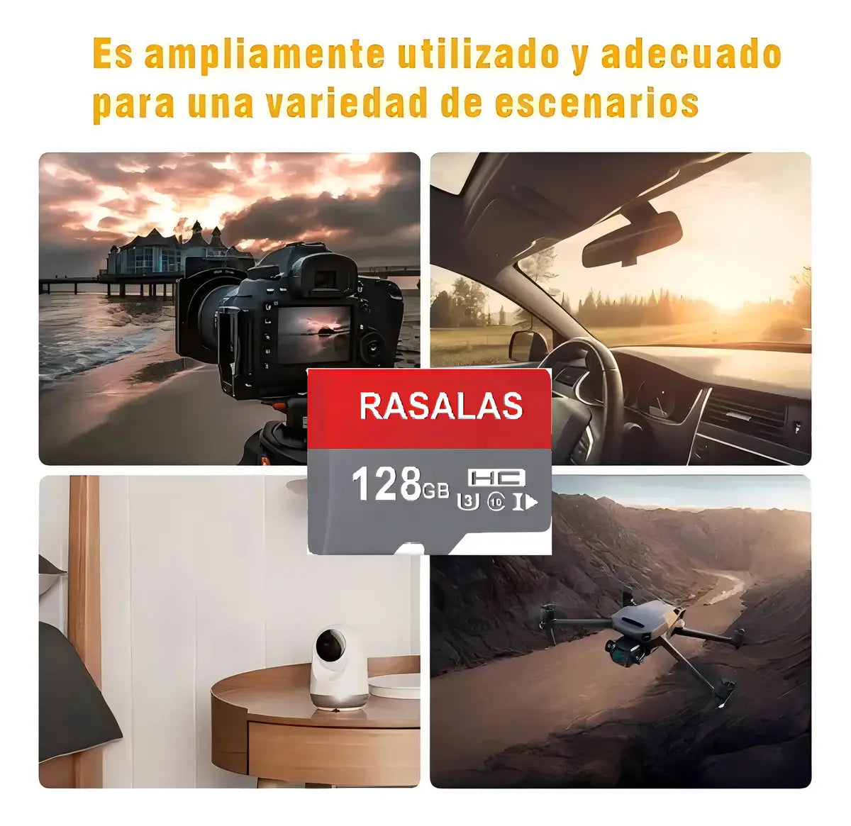 Tarjeta micro SD 128GB Rasalas UHS-I Clase 10 con Adaptador 90MB/s