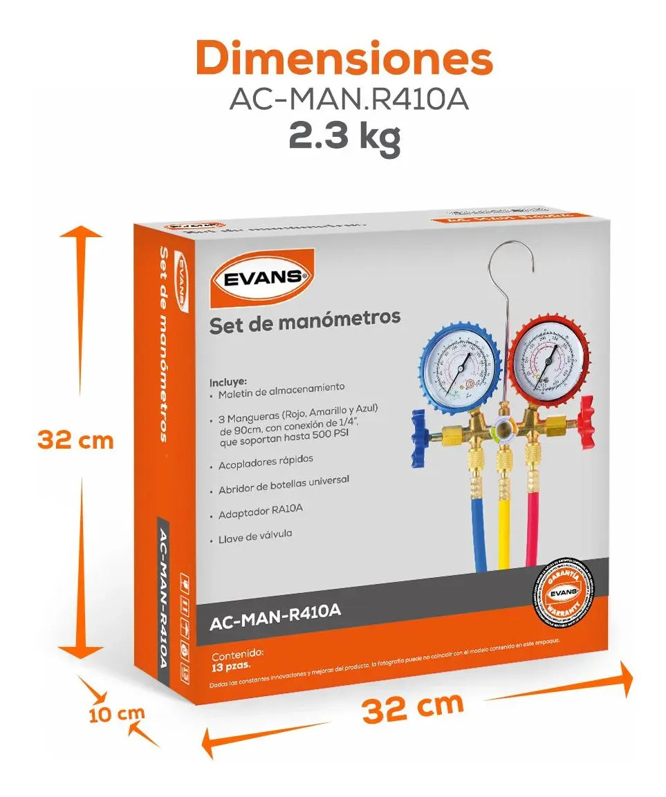 Juego De Manometros Manifold Evans R32, R410a, R404a Y R22