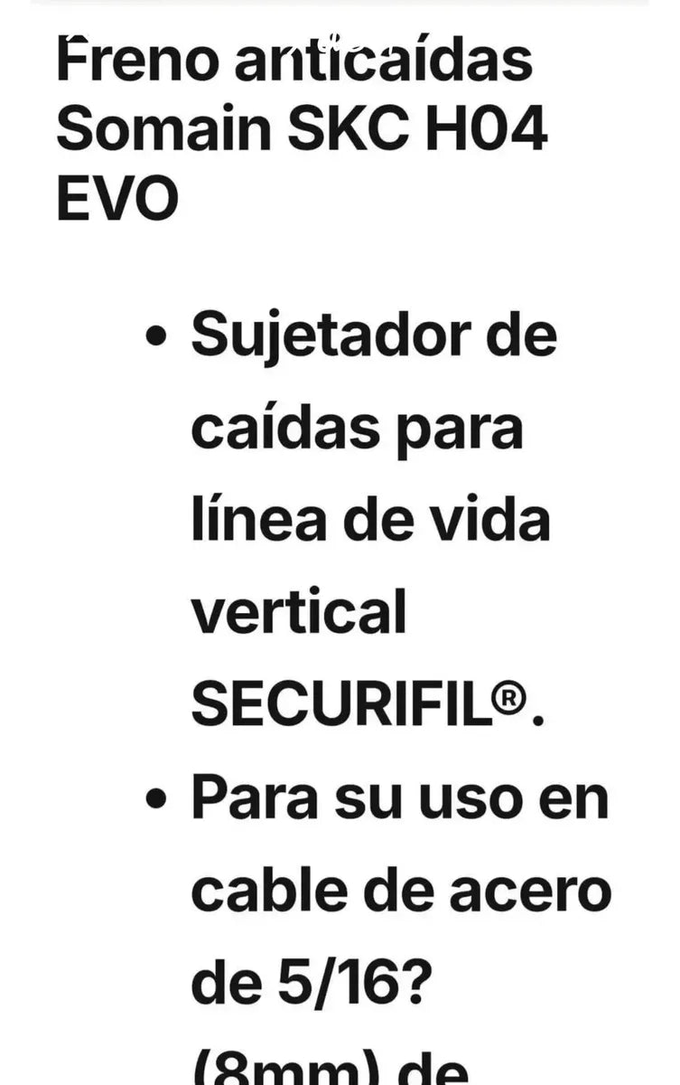 Dispositivo Freno Anticaidas Somain 8mm Para Verticales