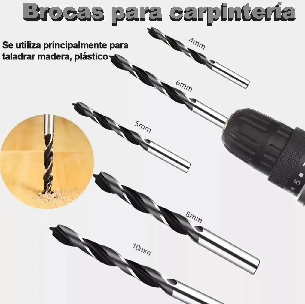 Juego 16 Brocas De Acero Para Madera, Metal Y Concreto