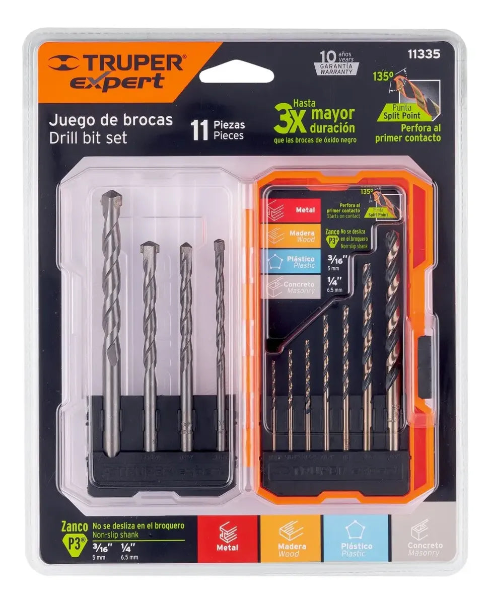 Juego De Brocas Metal Y Concreto 11 Piezas Truper Jbac-11