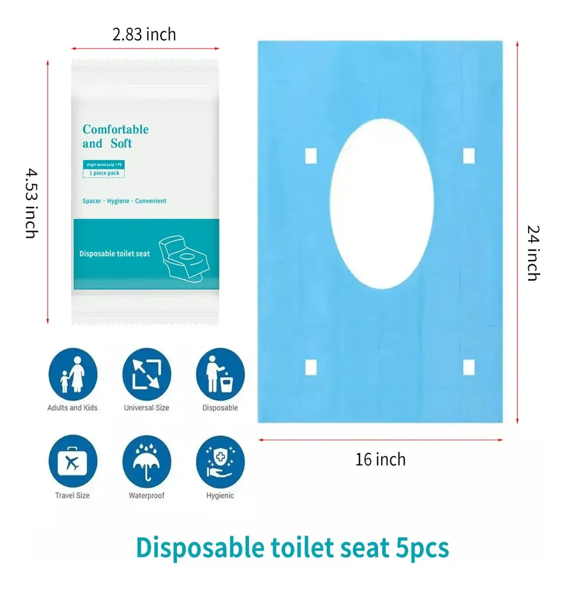 Funda De Asiento De Inodoro Desechable, 50 Piezas
