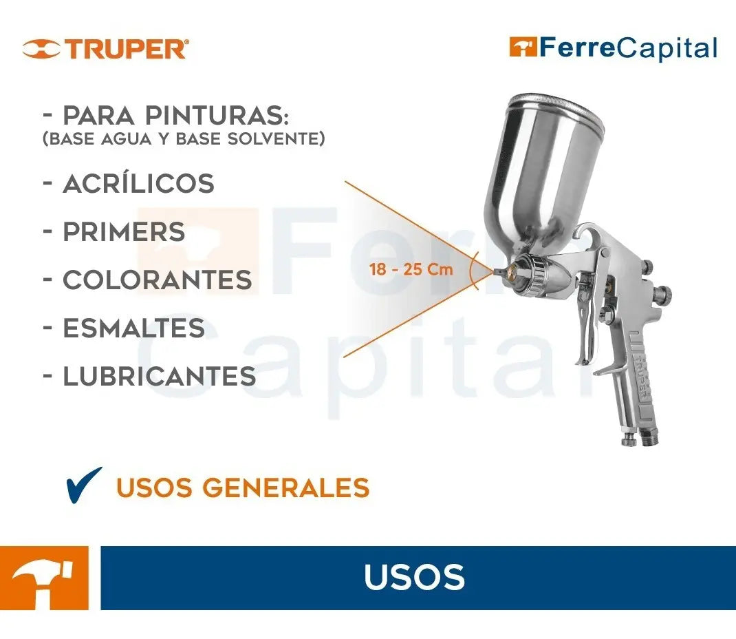 Pistola Pintar Gravedad Boquilla 1.7 Mm Truper 13061