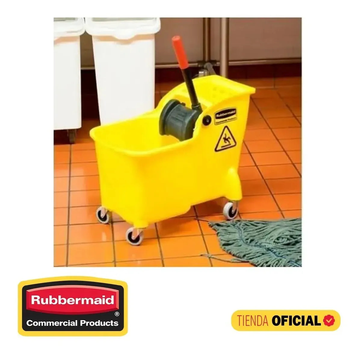 Cubeta Con Exprimidor Rubbermaid Tandem 29.3 Litros Fg7380