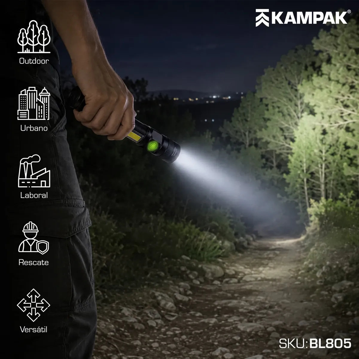 Lámpara Led Portátil Kampak Bl805 Recargable 7 Modos Cob Uv