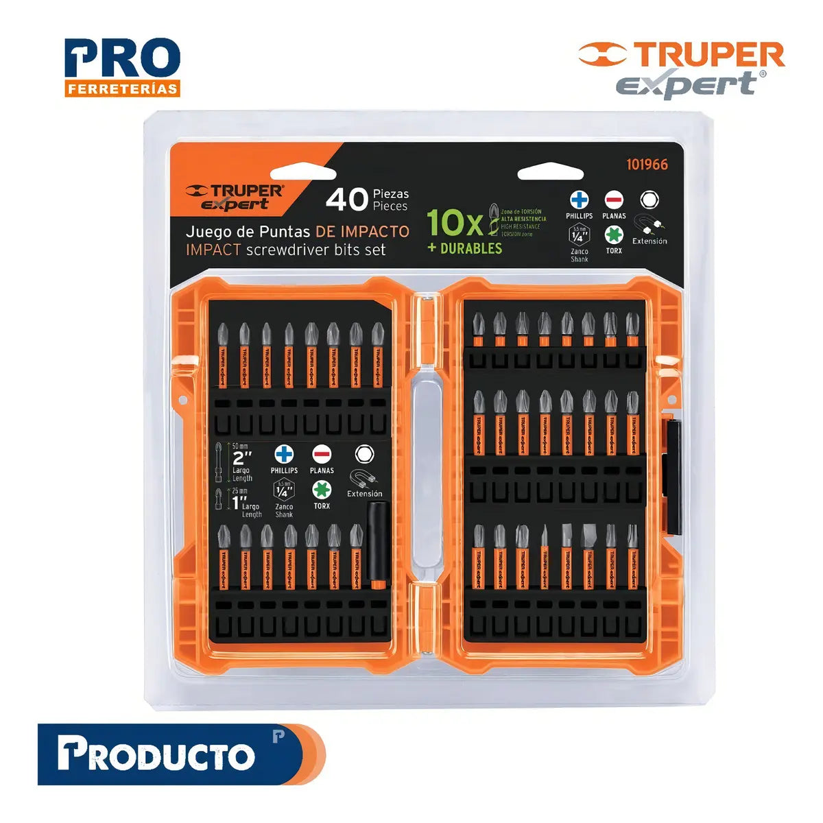 Juego De 40 Puntas De Impacto Para Desarmador Truper 101966