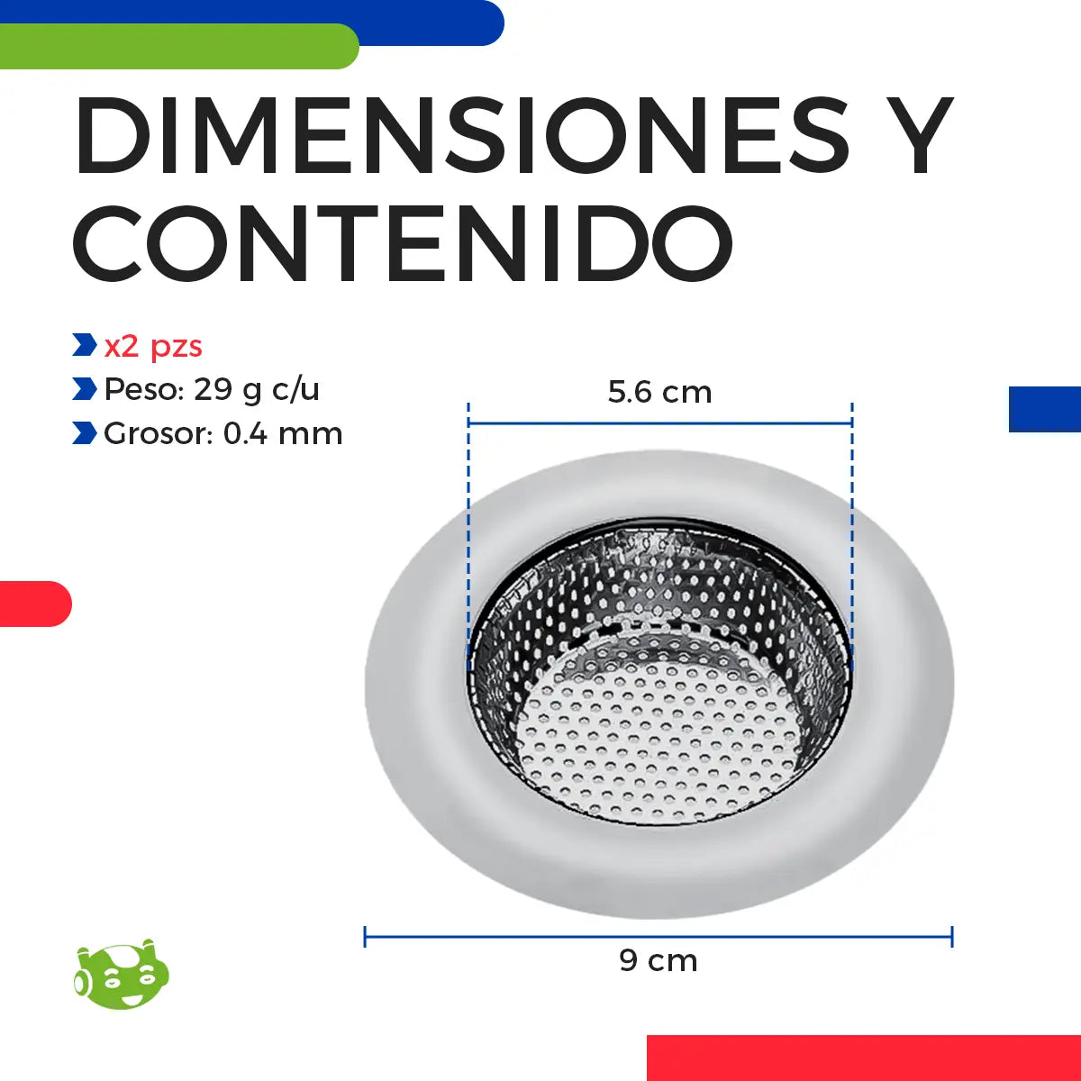 2 Pzs Coladora De Fregadero Tarja De Cocina En Acero Inoxidable 9 Cm, Rejilla Para Atrapar Restos De Comida. Fácil De Co