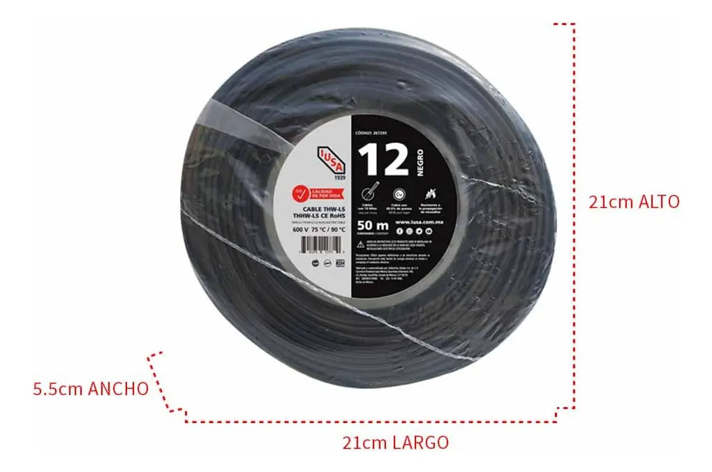 Cable Para Alambrado De Tableros 12 Awg En Bolsa 50 M Color