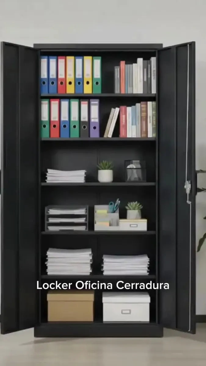 Locker Anaquel Mueble 4 Repisas Ajustables Metálico Eke Life Home Color gris con Cerradura con llave para Oficina Bodega