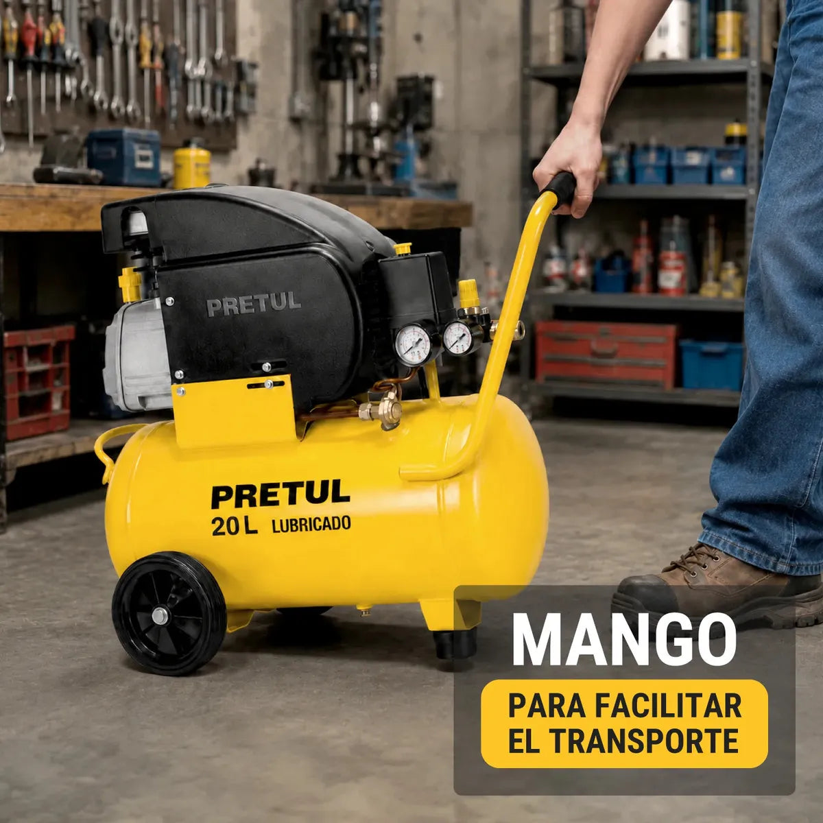 Compresor horizontal lubricado PRETUL, 20L, 2-1/2HP, COMP-20LP