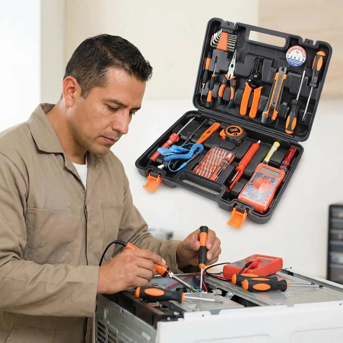 Kit Herramientas 32 Piezas YISHAN Varitudo con Multímetro Digital y Soldador para Electricidad y Hogar