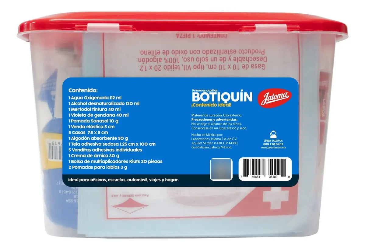 Jaloma Botiquín En Caja Plástica, Primeros Auxilios, 22 Pzas