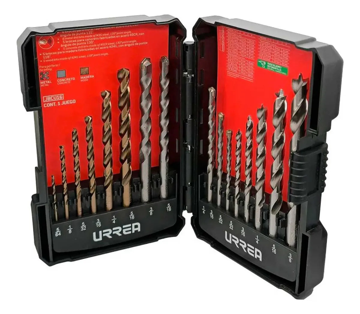 Juego De Brocas Combinadas Urrea Jbcu16 16pzs