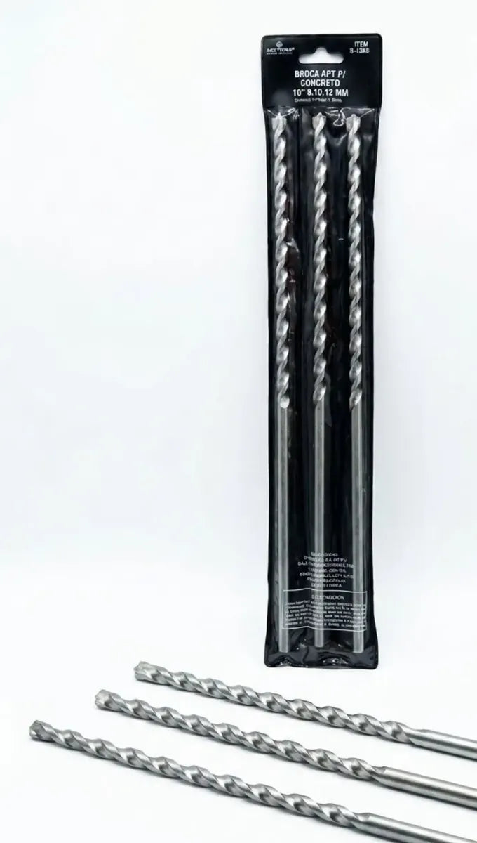 Juego 3 Brocas Concreto Extra Largas 40 Cm 1/4, 5/16 Y 3/8