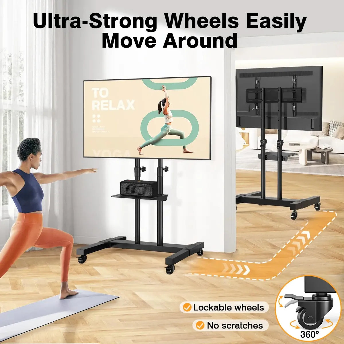 Soporte De Tv Móvil Con Ruedas Altura Ajustable 32 A 83 Pulg