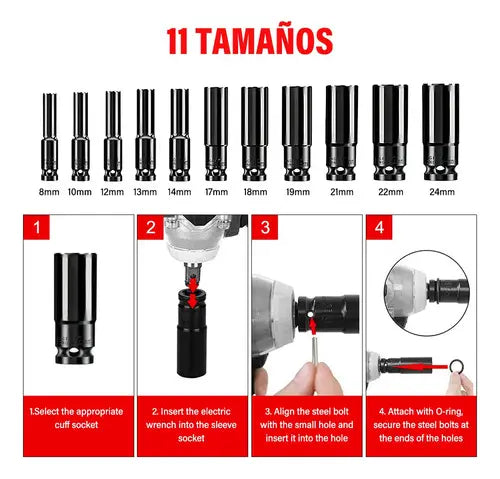 Pistola de Impacto Eléctrica Inalámbrica Goncon 1000Nm para Llanta con 2 Baterías y 11 Dados