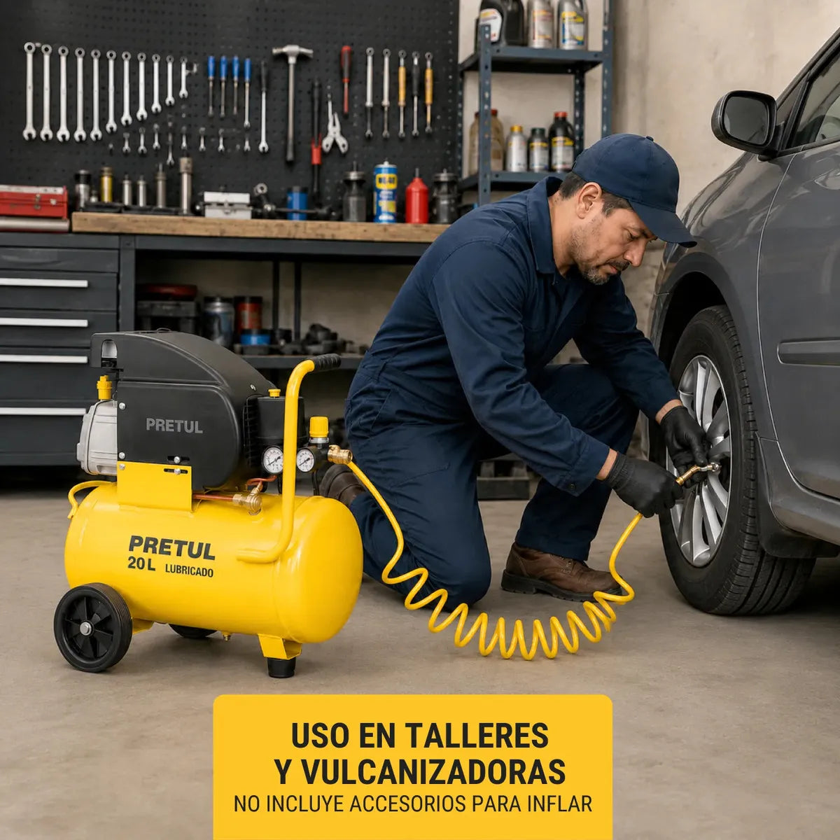 Compresor horizontal lubricado PRETUL, 20L, 2-1/2HP, COMP-20LP