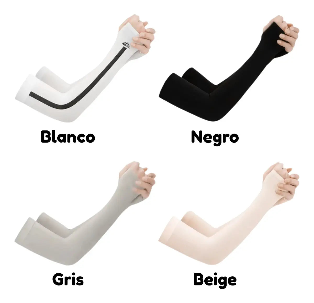 4 Pares Mangas Protectoras Para Brazos Protección Solar Uv Color Negro / Blanco / Gris / Beige