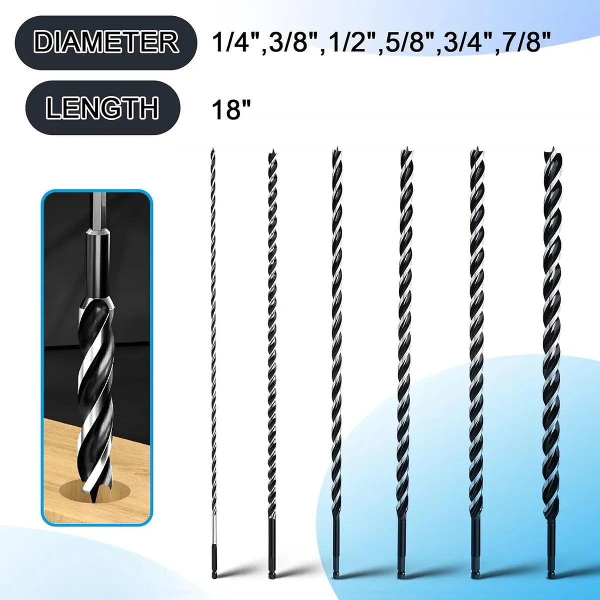 Brocas De Taladro De 18 Pulgadas De Largo Para Madera