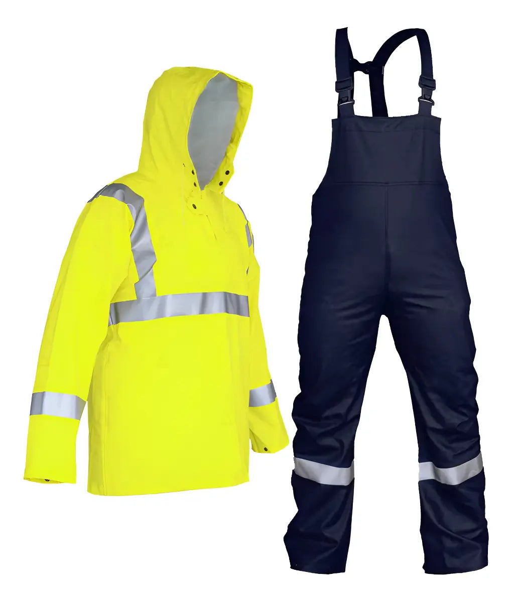 Conjunto Impermeable Peto Pvc/poliéster Reflejante Uso Rudo