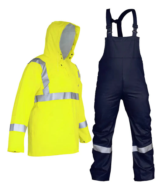 Conjunto Impermeable Peto Pvc/poliéster Reflejante Uso Rudo