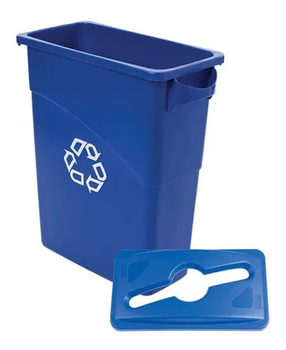 Tapa Mixta De Reciclaje Rubbermaid Para Contenedor Slim Jim Color Azul