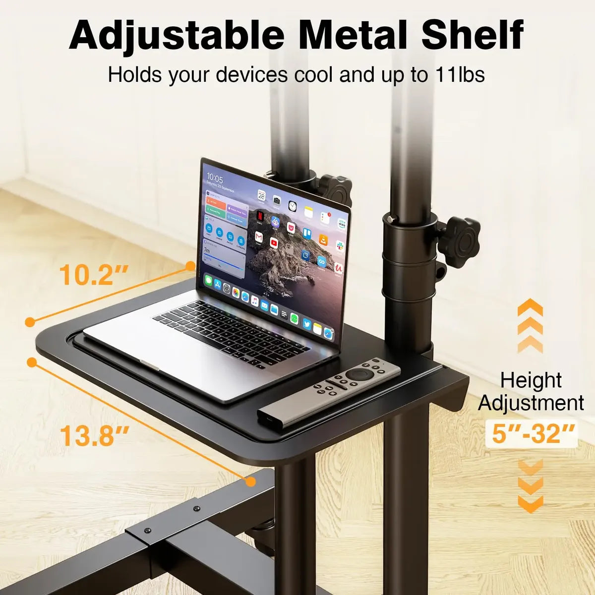 Soporte De Tv Móvil Con Ruedas Altura Ajustable 32 A 83 Pulg