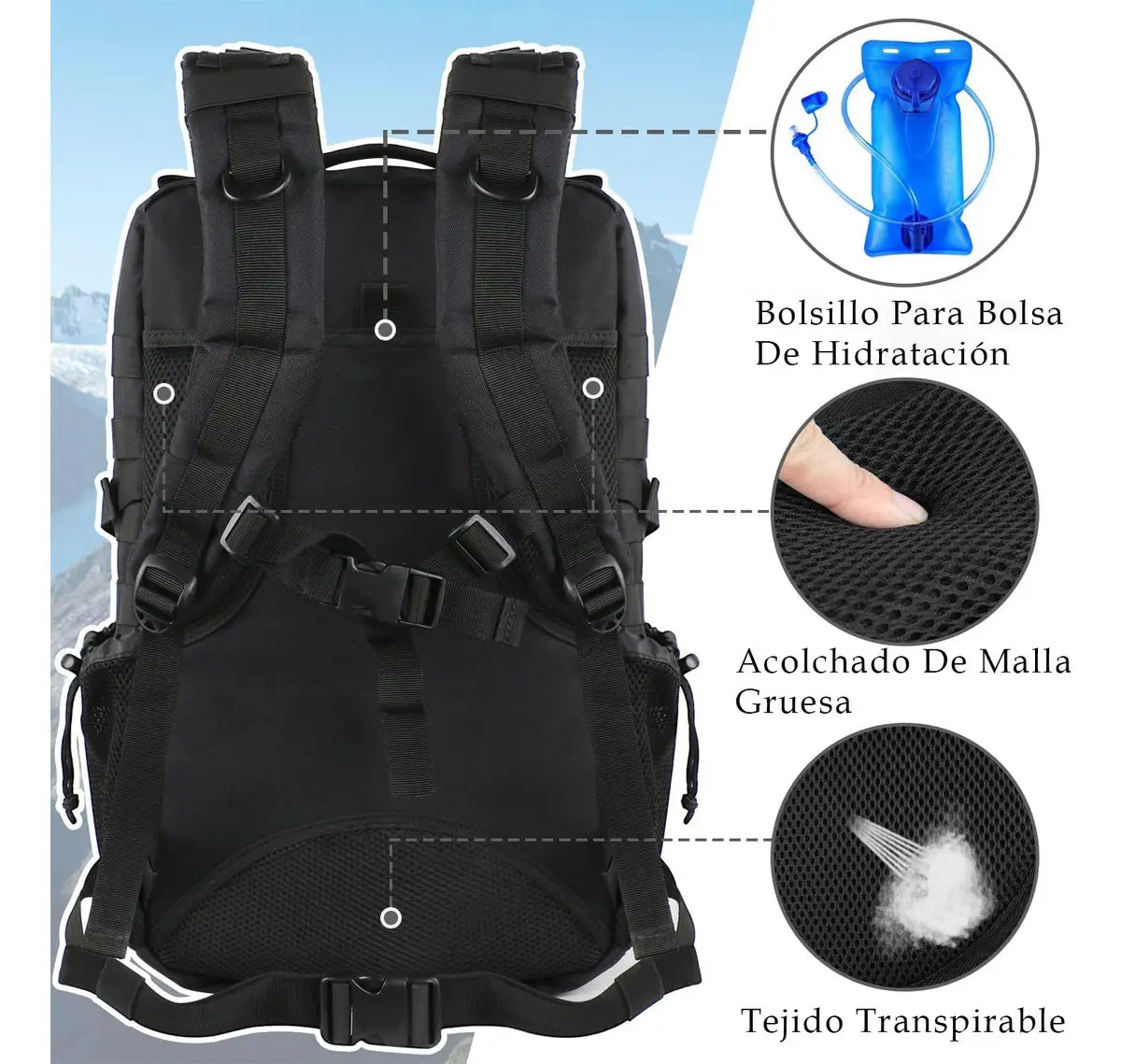 Mochilas Para Camping Mochila Táctica Mochila Para Laptop 17.3 Pulgadas De Viaje Impermeable Multifuncional Para Exterio