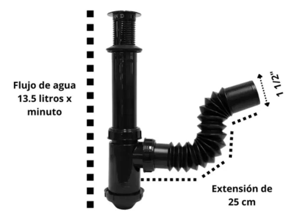 Cespol Flexible Negro Para Lavabo C/check Fleximatic 2218n