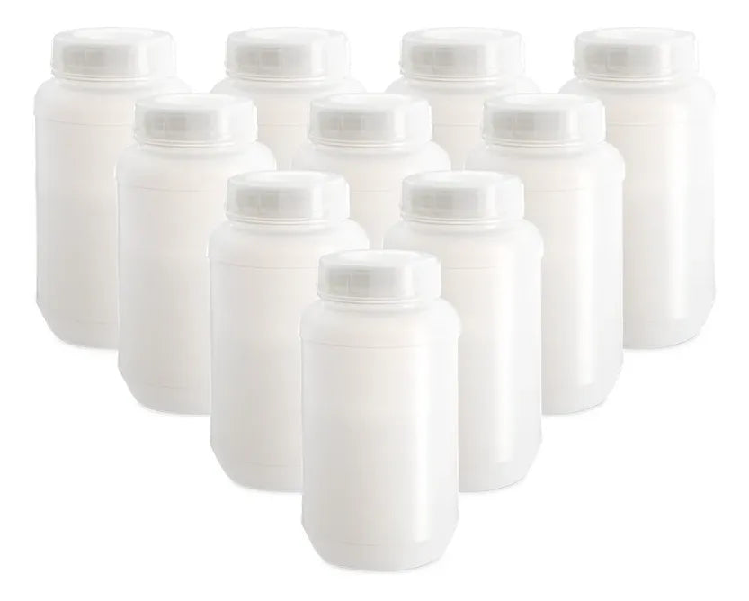 Botella De Plastico Polietileno Boca Ancha 1 Litro C/10pzs