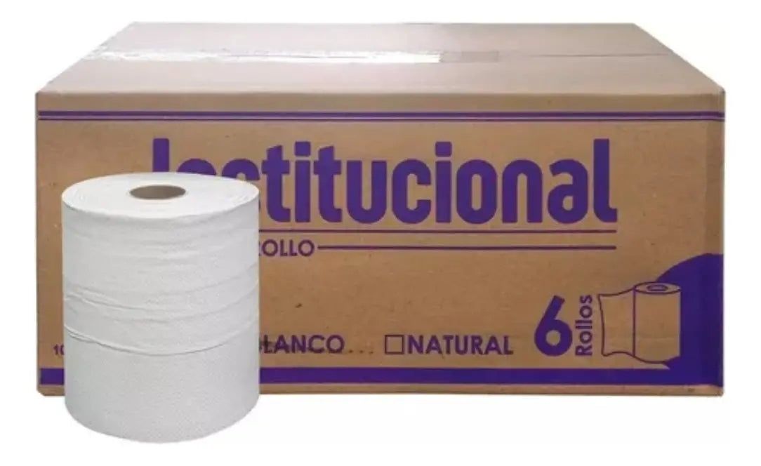 6 Piezas Toalla Rollo Institucional 180 Mts