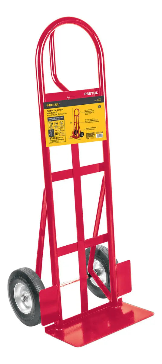 Diablo De Carga 370 Kg Ruedas Sólidas De Hule Rojo
