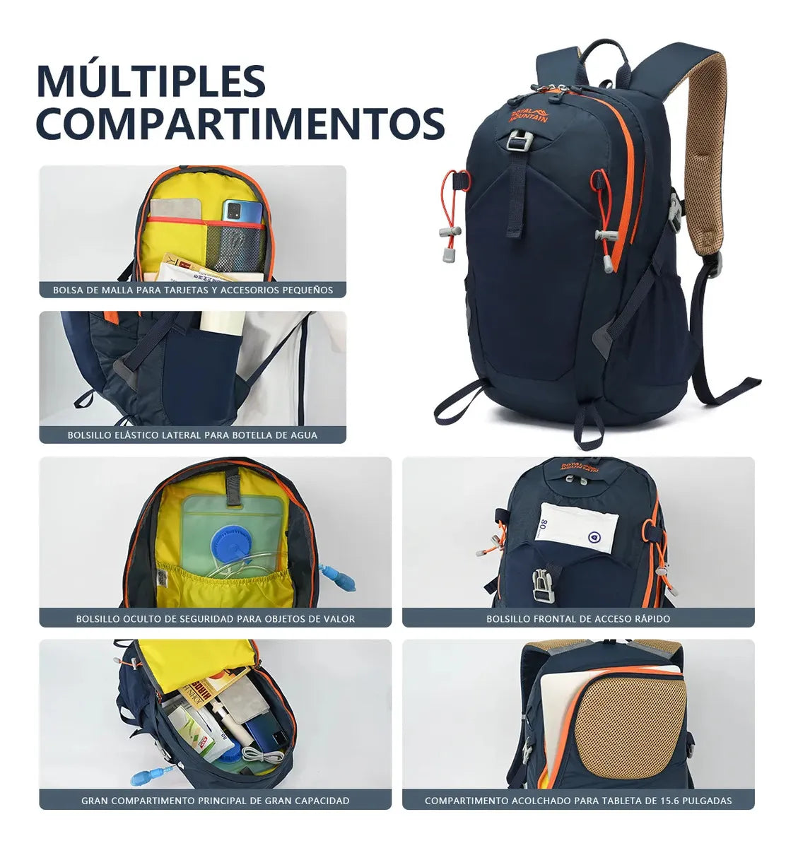 Mochila de Viaje ROYAL MOUNTAIN 30 L Impermeable con Compartimento para Laptop 15.6"
