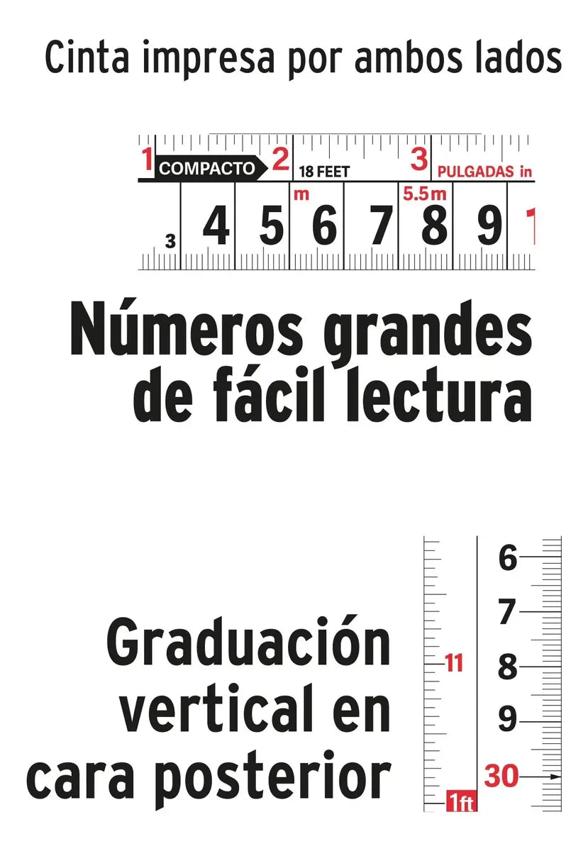 Flexómetro Compacto Con Grip, 5 M, Cinta 3/4' 12772