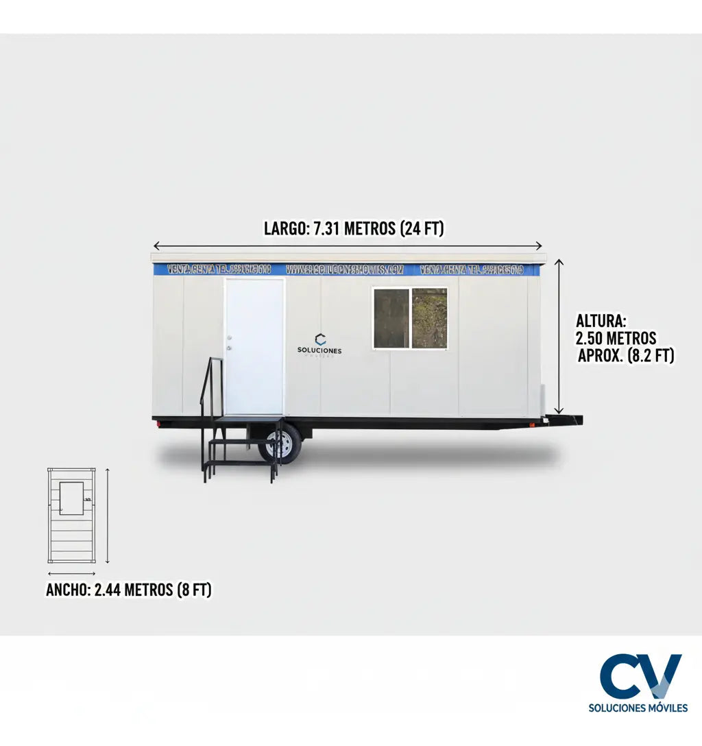 Oficina Móvil Caseta Remolque 8 X 24 | Trailer Camper Bodega