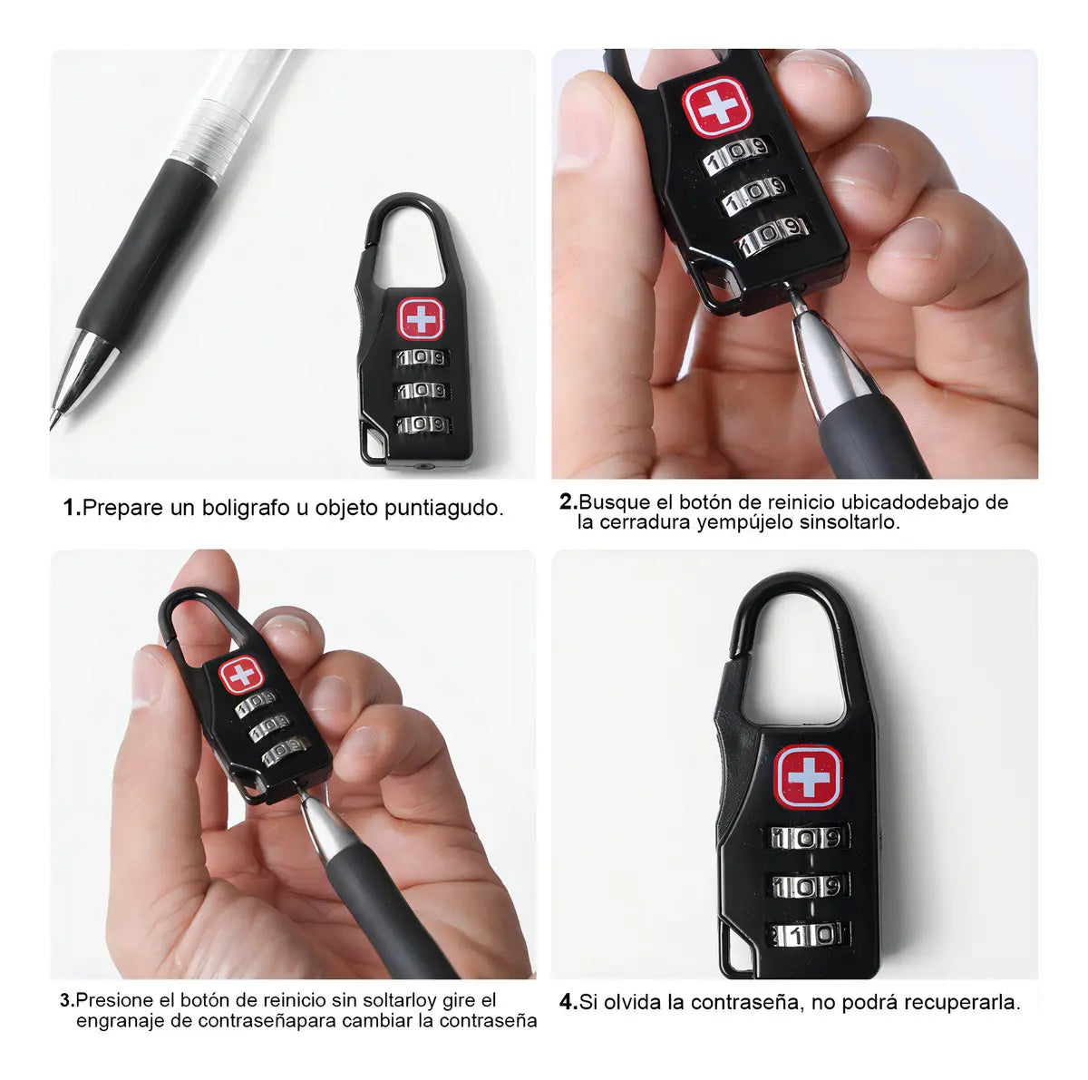 14 Pzs Candados Combinación Aleación Zinc Candado De Seguridad De Aleación De Zinc 3 Dígitos Para Mochilas Maletas Negro
