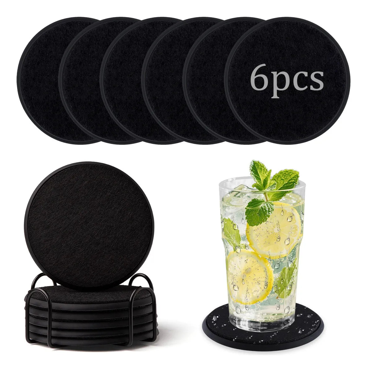Vasos De Silicona Absorbente Extra Grandes De 10 Cm Con 6 Pu Color Negro