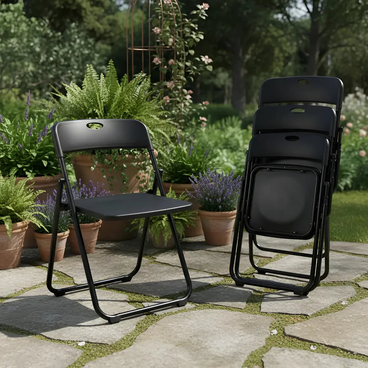 Set De 4 Sillas Plegables Reforzadas Negras Styrka Negro Sipl04