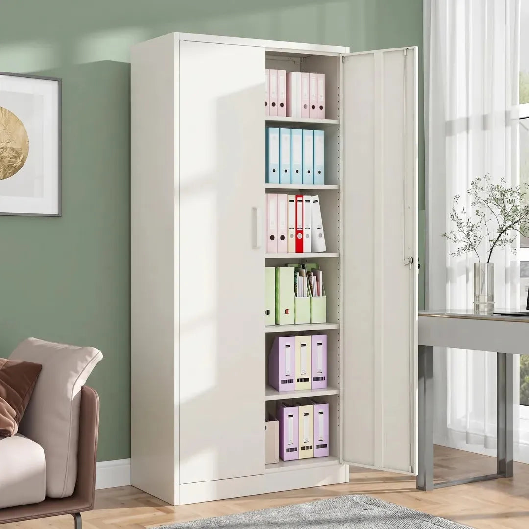 Locker Anaquel Mueble 4 Repisas Ajustables Metálico Eke Life Home Color gris con Cerradura con llave para Oficina Bodega