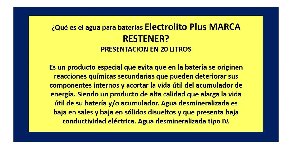 Agua Para Baterías Restener 20 Litros