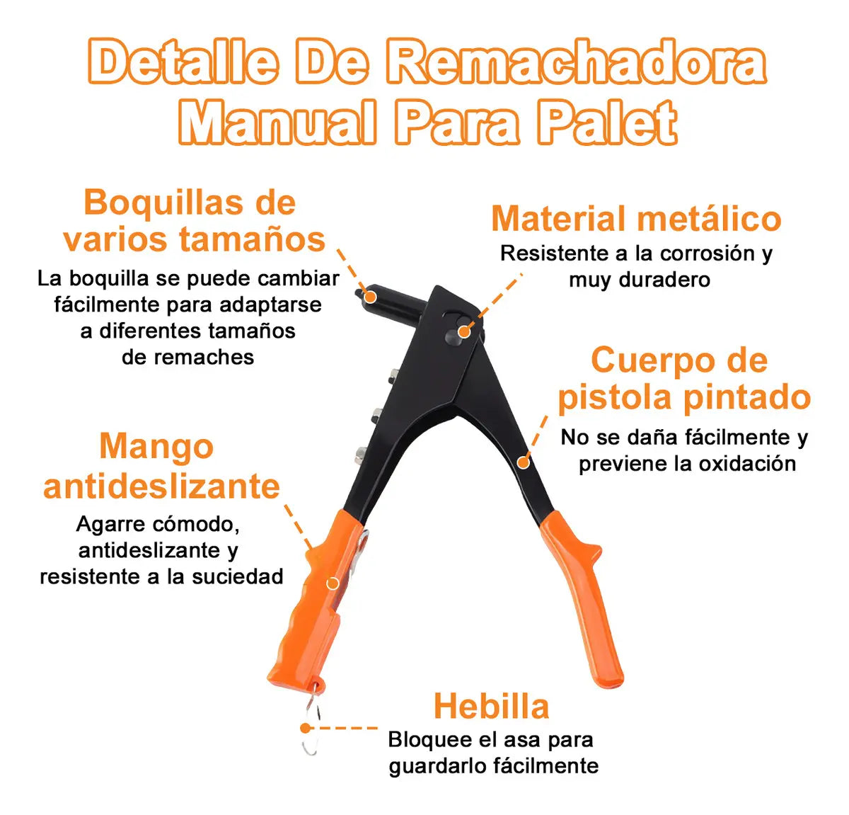 Pistola De Clavos Palet Tuerca Remache Remachadora Manual 201pzs, Portátil Profesional Pistola De Fijación De Pared De C