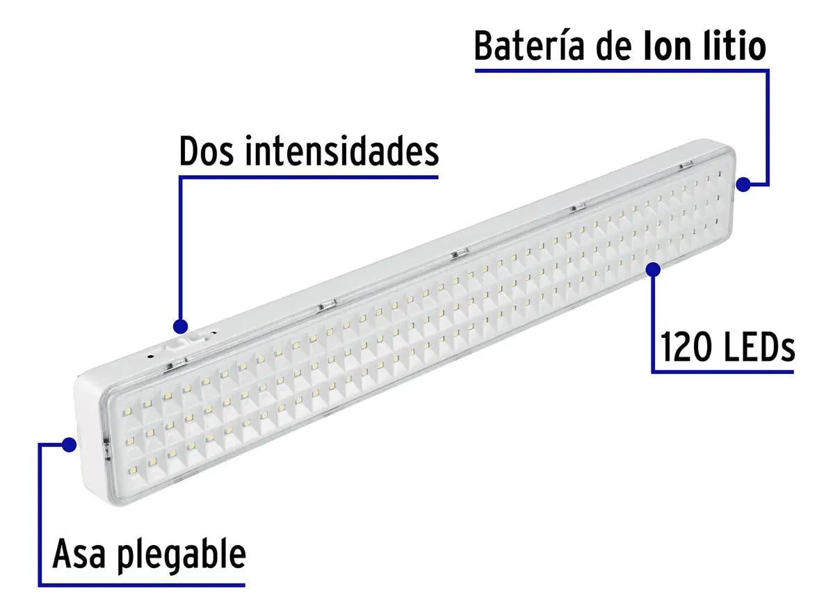 Lámpara De Emergencia De 1000 Lm Recargable, VOLTECK LAE-120 Color Blanco